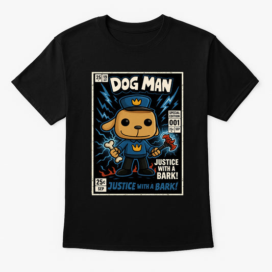 Dog Man Comic Justice With A Bark Hero Cartoon Book Art Kids Unisex T-Shirt
