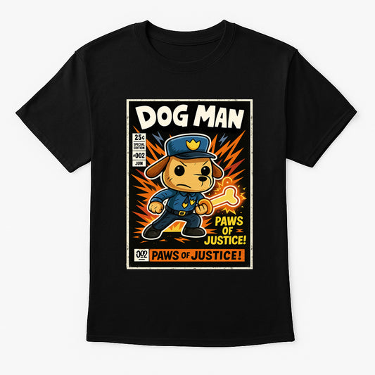Dog Man Paws Of Justice Comic Cartoon Book Hero Design Kids Unisex T-Shirt