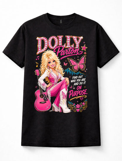 Dolly Parton Country Music Butterfly Guitar Retro Graphic Unisex T-Shirt