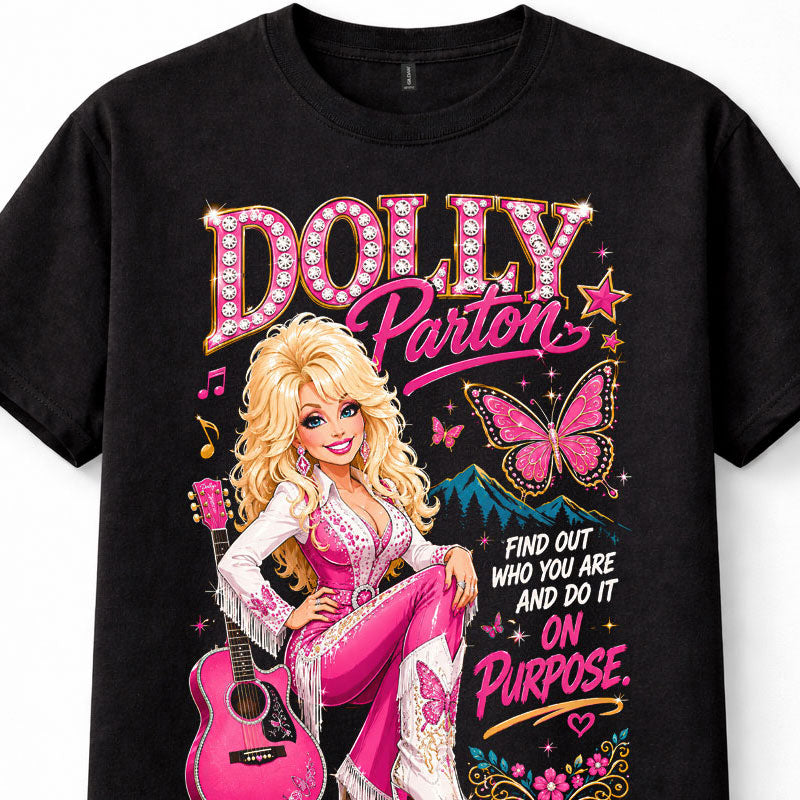 Dolly Parton Country Music Butterfly Guitar Retro Graphic Unisex T-Shirt