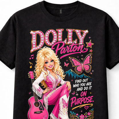 Dolly Parton Country Music Butterfly Guitar Retro Graphic Unisex T-Shirt