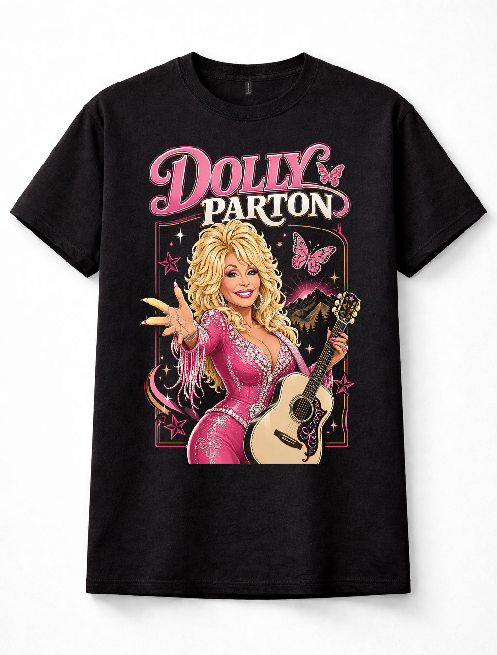 Dolly Parton Pink Cowgirl Acoustic Guitar Country Singer Unisex T-Shirt