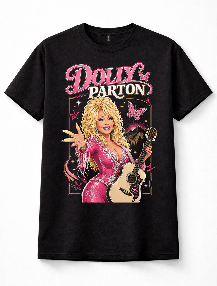 Dolly Parton Pink Cowgirl Acoustic Guitar Country Singer Unisex T-Shirt