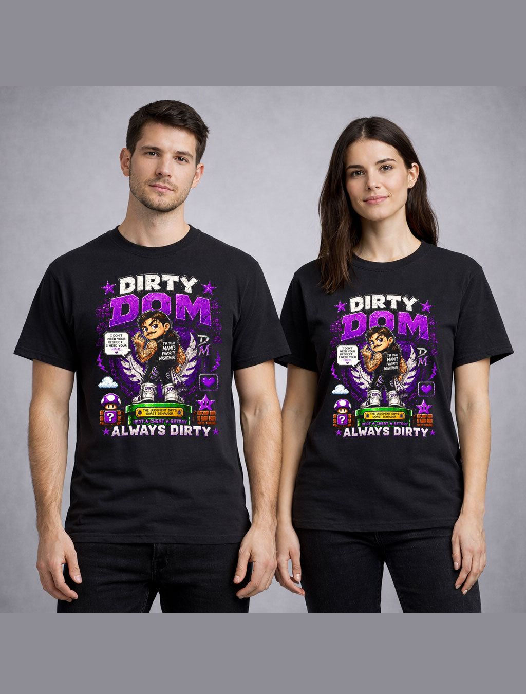 Dirty Dom Judgment Day Wrestling T-Shirt – Always Dirty Pixel Fan Tee Adults & Kids Unisex T-Shirt