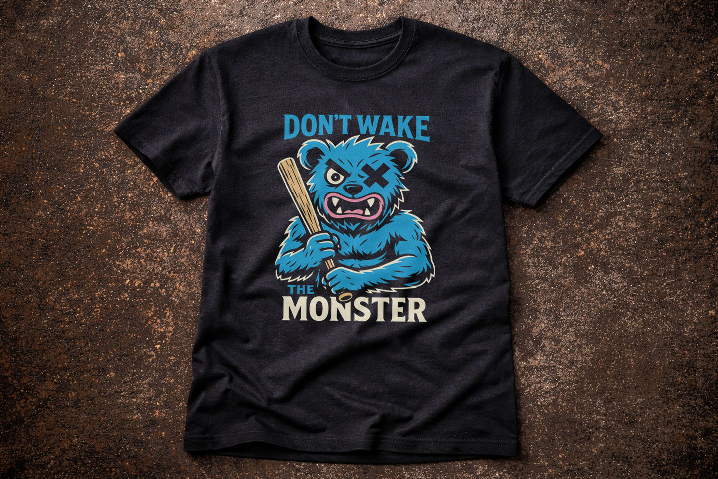 Don’t Wake The Monster Bear T Shirt Angry Cartoon Mascot Funny Graphic Tee