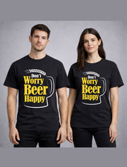 Beer Happy Mug T-Shirt Funny Drinking Quote Unisex Black Graphic Tee