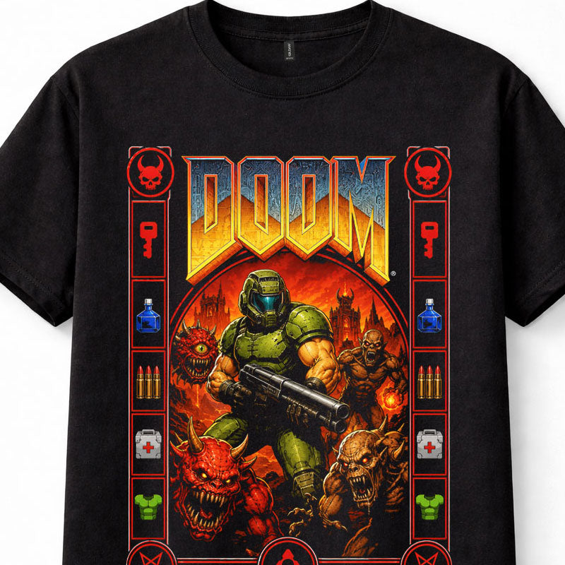 DOOM Slayer Demon Horde Retro FPS Gaming Unisex T-Shirt