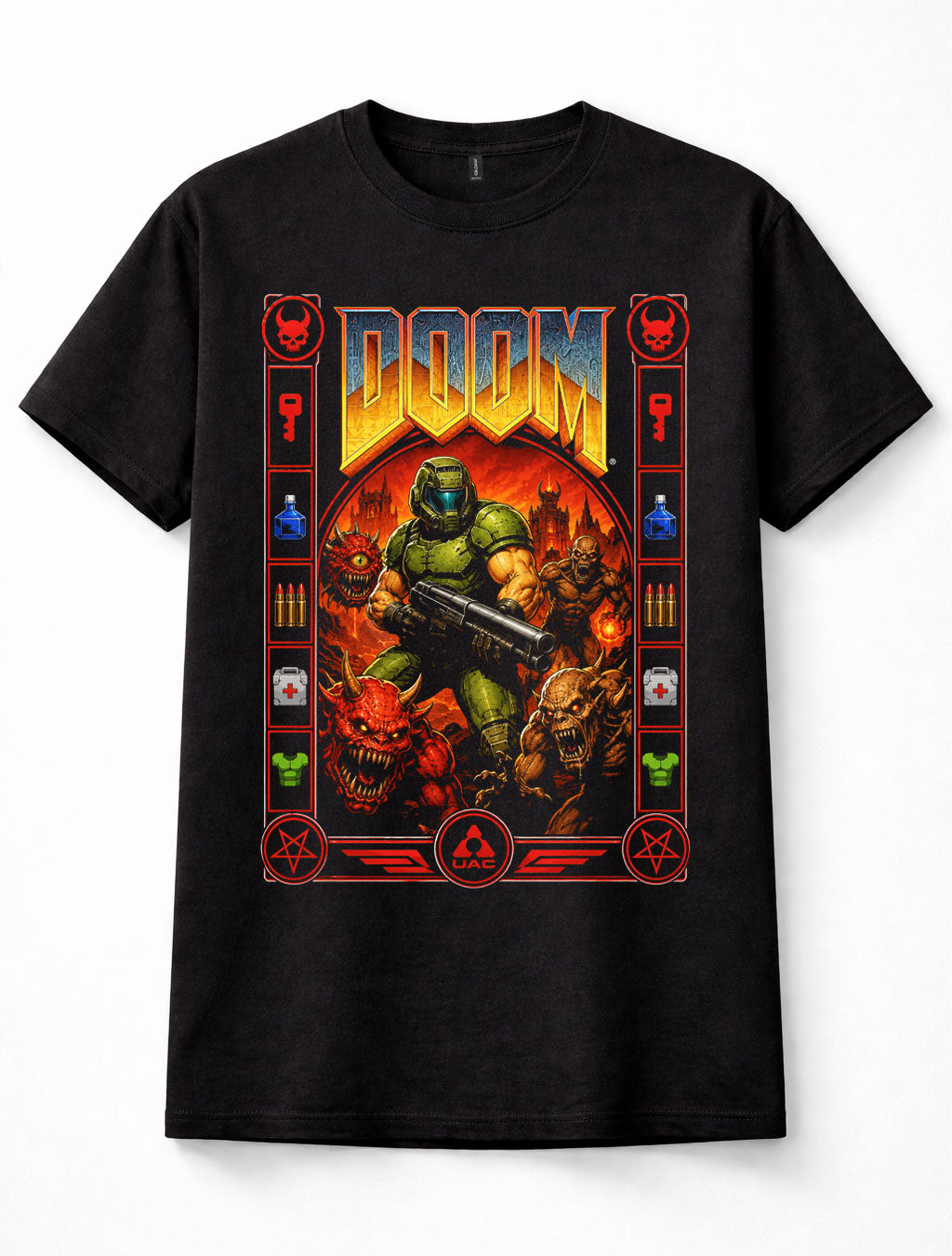 DOOM Slayer Demon Horde Retro FPS Gaming Unisex T-Shirt