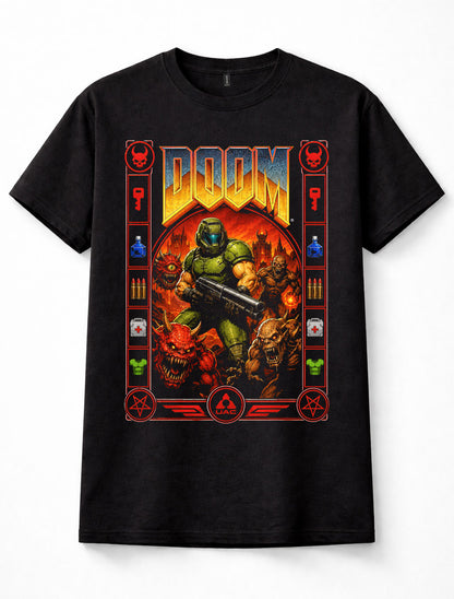 DOOM Slayer Demon Horde Retro FPS Gaming Unisex T-Shirt