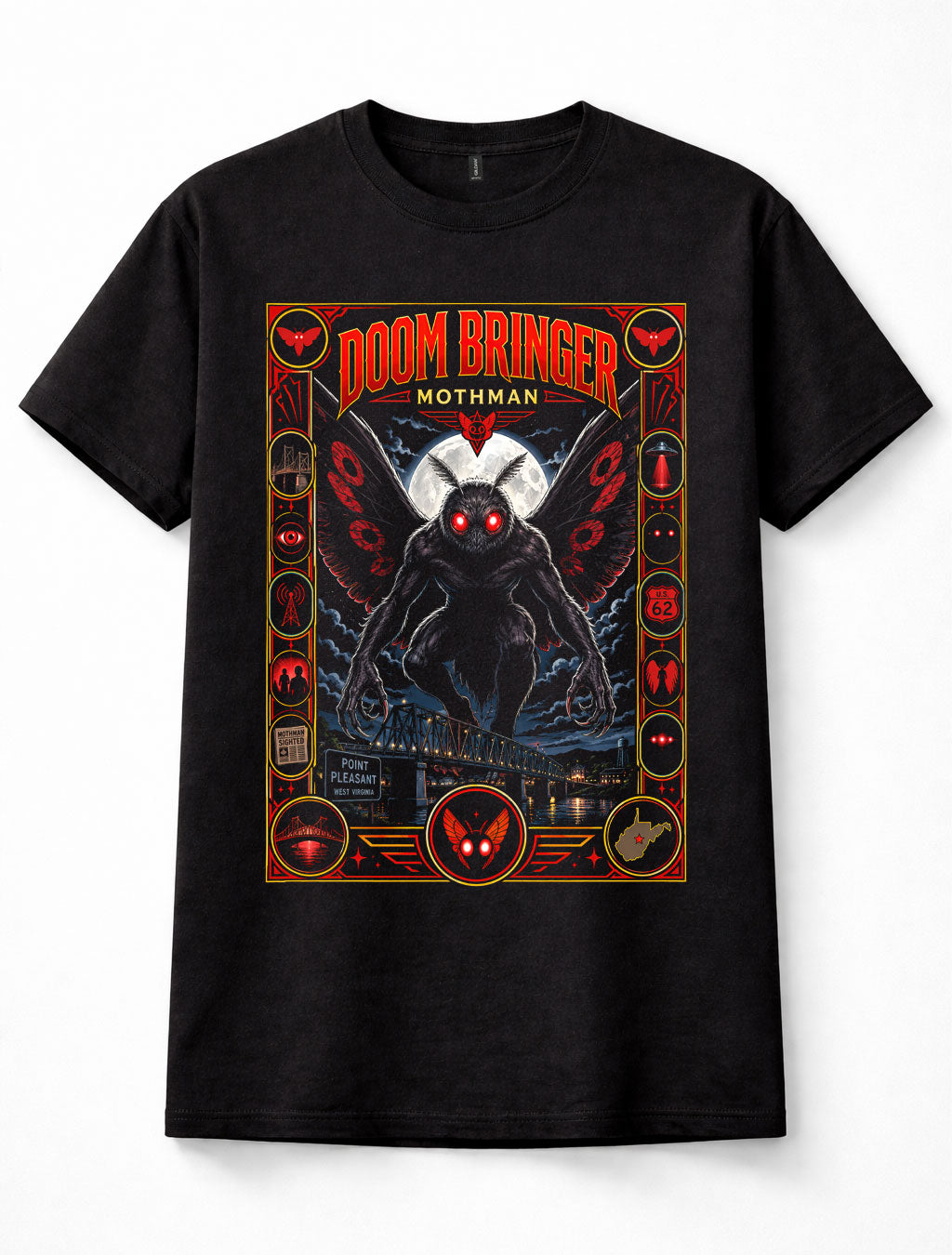 Mothman Point Pleasant Cryptid Horror Legend Graphic Unisex T-Shirt