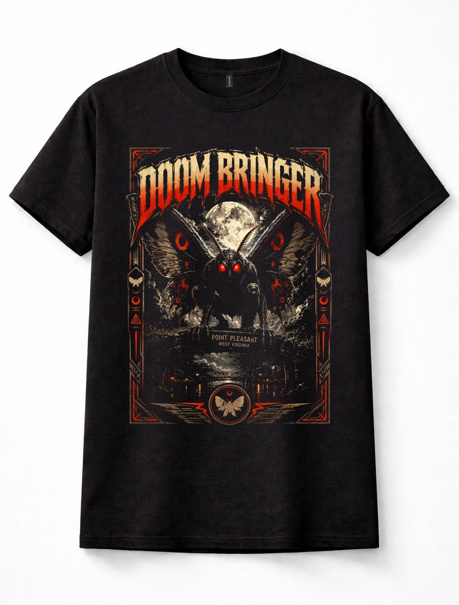 Mothman Doom Bringer Point Pleasant Cryptid Horror Graphic Unisex T-Shirt