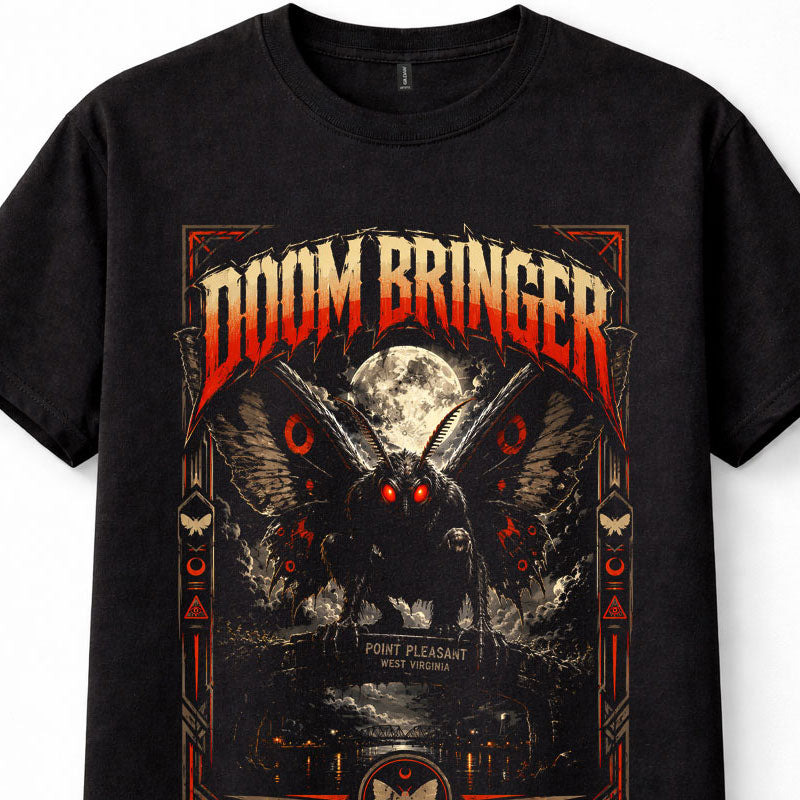 Mothman Doom Bringer Point Pleasant Cryptid Horror Graphic Unisex T-Shirt