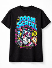 Doom Scroll Phone Social Media Addiction Funny Cartoon Retro Unisex T-Shirt