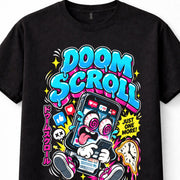 Doom Scroll Phone Social Media Addiction Funny Cartoon Retro Unisex T-Shirt