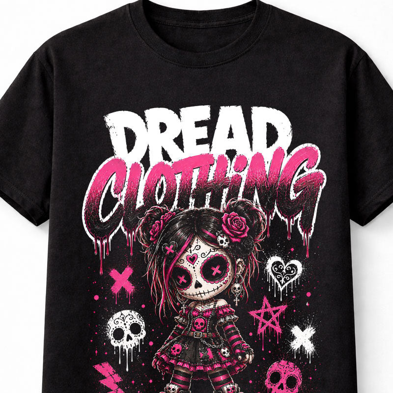 Sugar Skull Gothic Skull Patchwork Doll Horror Punk Emo Alternative Graphic Unisex T-Shirt