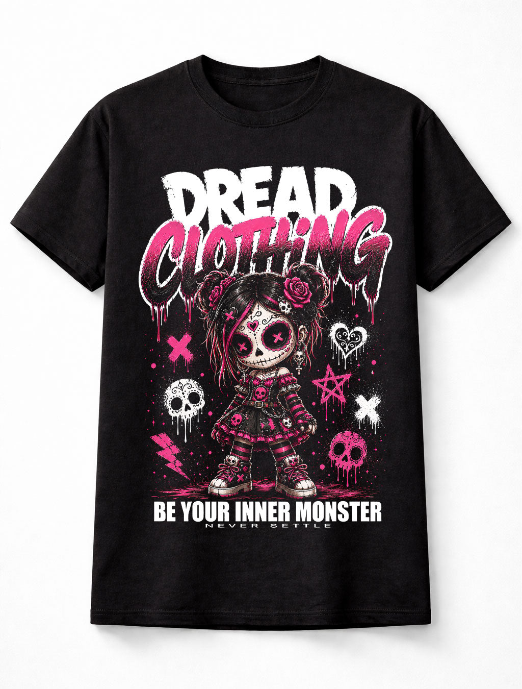 Sugar Skull Gothic Skull Patchwork Doll Horror Punk Emo Alternative Graphic Unisex T-Shirt