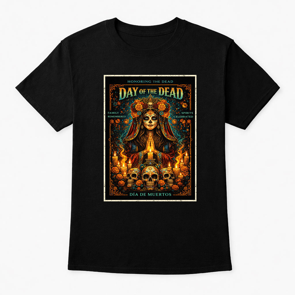 Day of the Dead Unisex T-Shirt Dia De Muertos Art Tee Gothic Skull Design