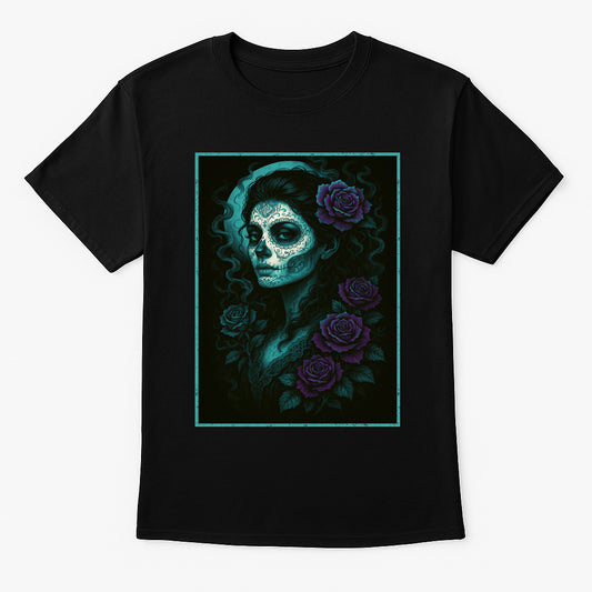 Day of the Dead Skull Roses Unisex T-Shirt Sugar Skull Gothic Tee