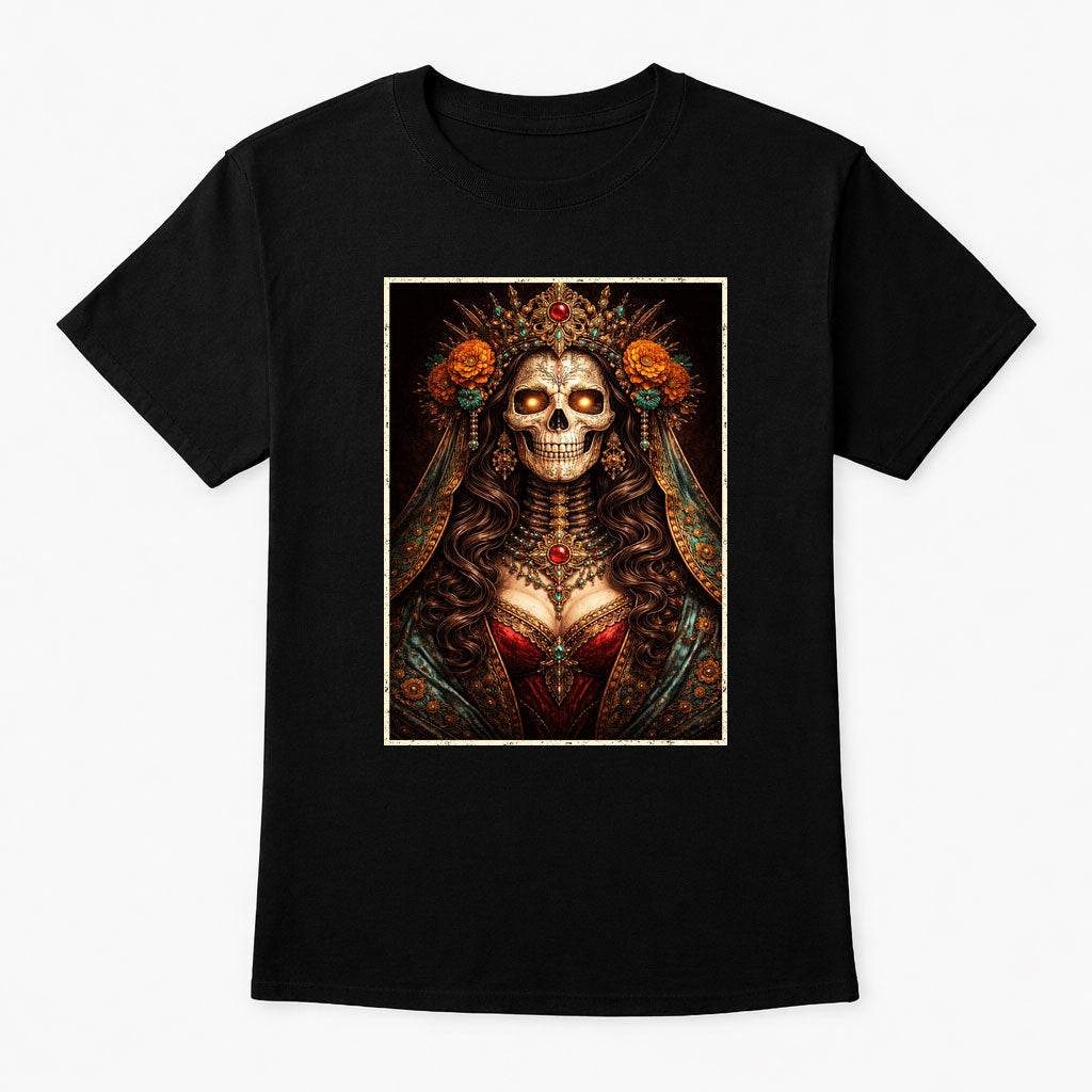Day of the Dead Queen Unisex T-Shirt Gothic Skull Lady Dia De Muertos Tee