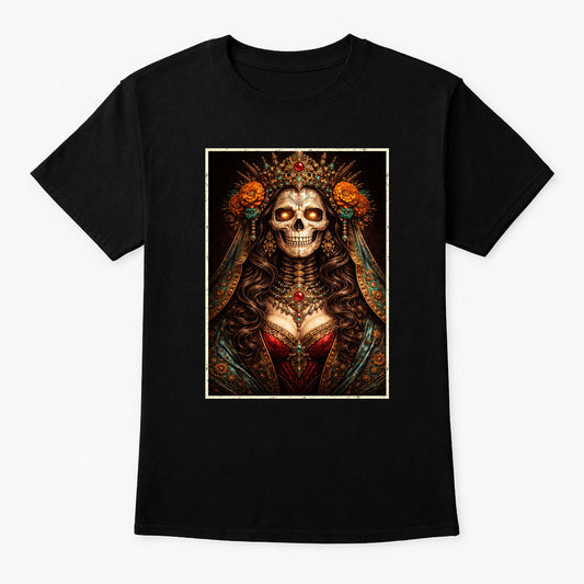 Day of the Dead Queen Unisex T-Shirt Gothic Skull Lady Dia De Muertos Tee