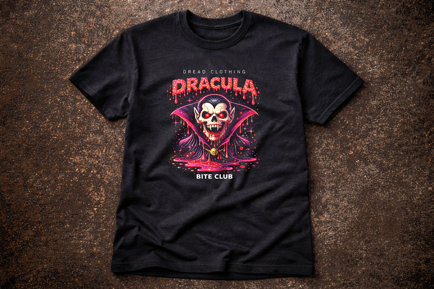 Dracula Skull Unisex Toxic Gothic Horror Graphic T-Shirt Vampire Dark Tee