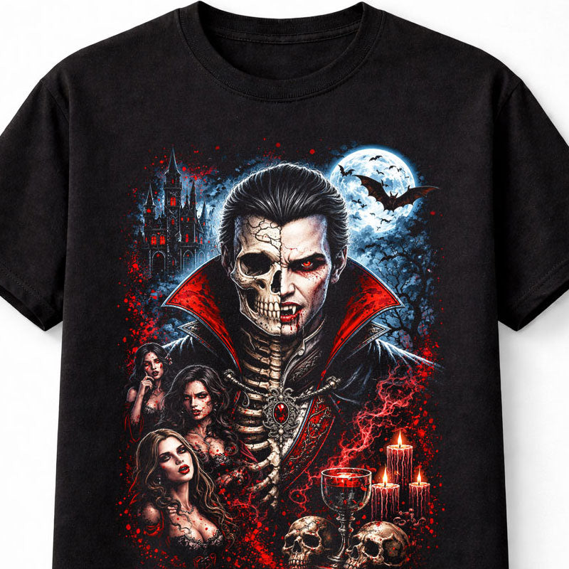 Dracula Vampire Skeleton Gothic Horror Halloween Unisex T-Shirt