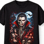 Dracula Vampire Skeleton Gothic Horror Halloween Unisex T-Shirt