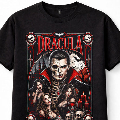 Dracula Vampire Gothic Horror Blood Moon Castle Bats Unisex T-Shirt