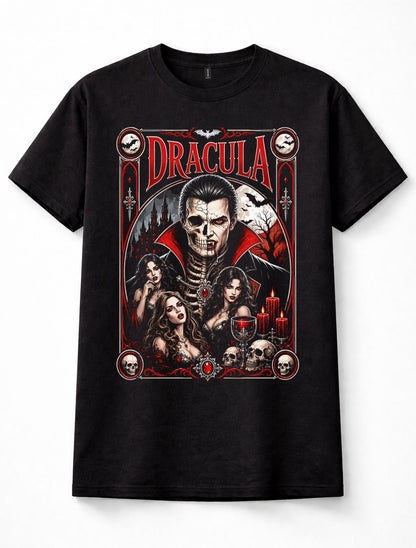 Dracula Vampire Gothic Horror Blood Moon Castle Bats Unisex T-Shirt