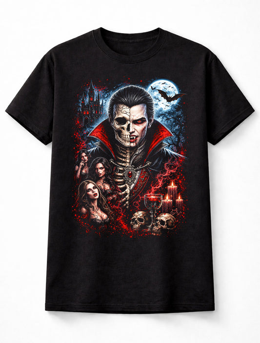 Dracula Vampire Skeleton Gothic Horror Halloween Unisex T-Shirt
