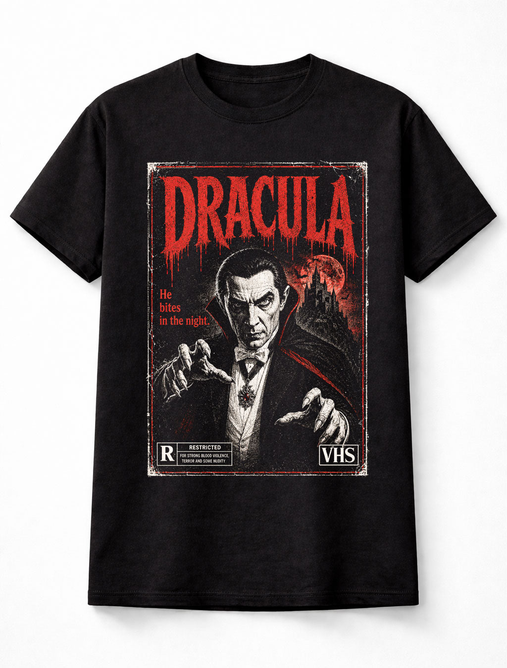 Dracula Vampire Gothic Monster Vintage Horror VHS Unisex T-Shirt