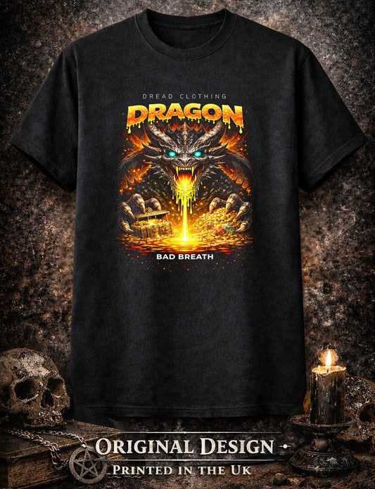 Dragon Treasure Unisex Toxic Gothic Fantasy Graphic T-Shirt Fire Hoard Dark Tee