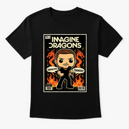 Imagine Dragons Unisex T-Shirt – “Radioactive” & “Thunder” Cartoon Pop Art Fan Graphic Tee
