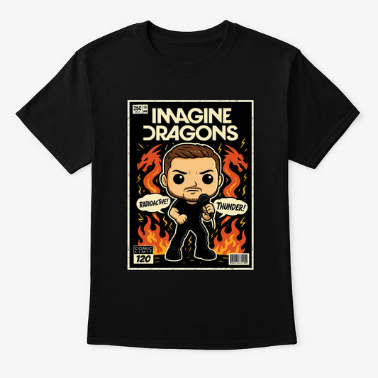 Imagine Dragons Unisex T-Shirt – “Radioactive” & “Thunder” Cartoon Pop Art Fan Graphic Tee