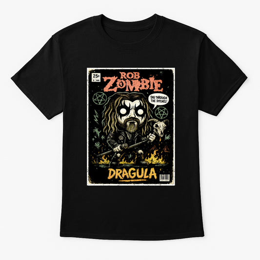 Rob Zombie “Dragula” Comic-Style T-Shirt – Heavy Metal Legend Merch | Horror Rock Icon Apparel | Adults & Children Sizes