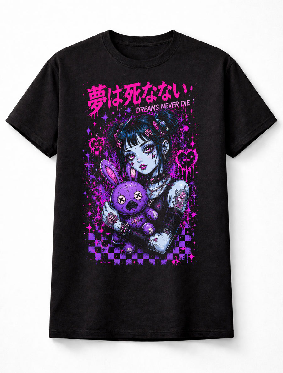 Dreams Never Die Gothic Anime Girl Kawaii Horror Unisex T-Shirt