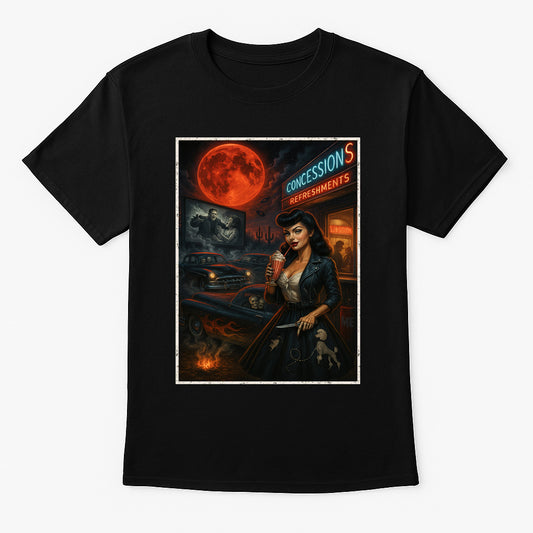 Midnight Drive-In Pinup Unisex T-Shirt Retro Horror Car Tee