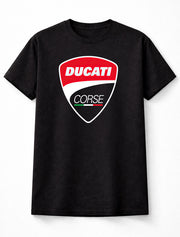 Ducati Corse Logo Graphic T-Shirt Italian Racing Motorcycle Brand Fan Tee Sport Bike Racing Style Unisex Shirt for Adults & Kids