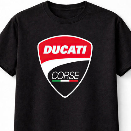 Ducati Corse Logo Graphic T-Shirt Italian Racing Motorcycle Brand Fan Tee Sport Bike Racing Style Unisex Shirt for Adults & Kids