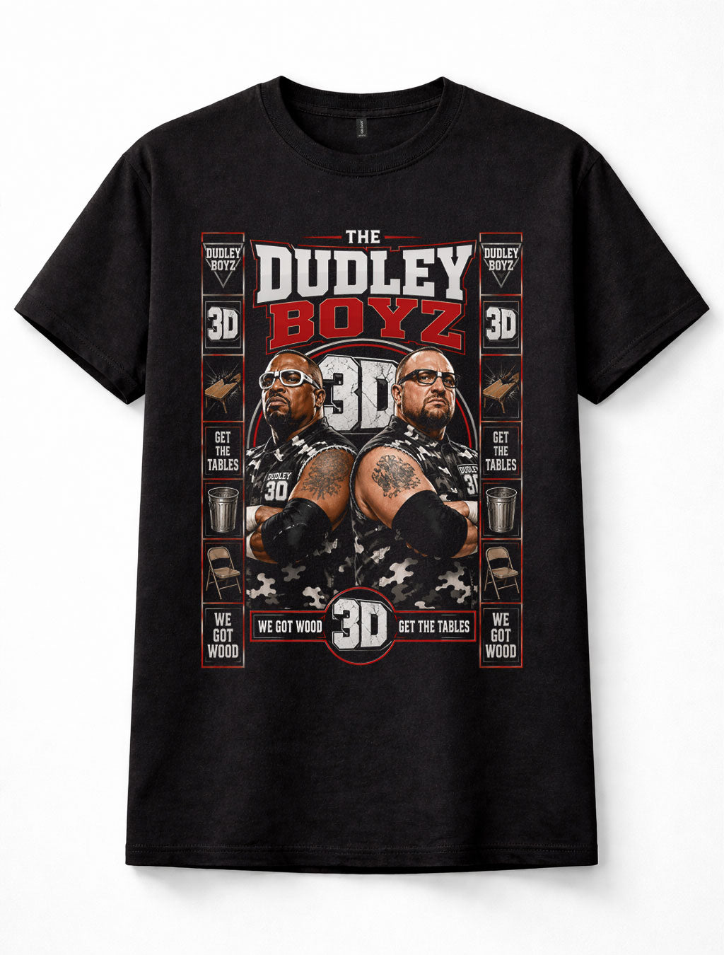 Dudley Boyz WWE ECW Bubba Ray D-Von 3D Get The Tables Unisex T-Shirt