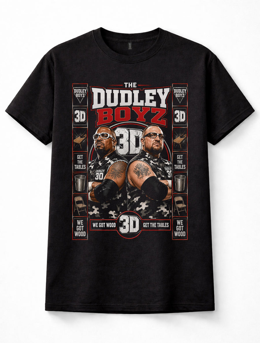 Dudley Boyz WWE ECW Bubba Ray D-Von 3D Get The Tables Unisex T-Shirt