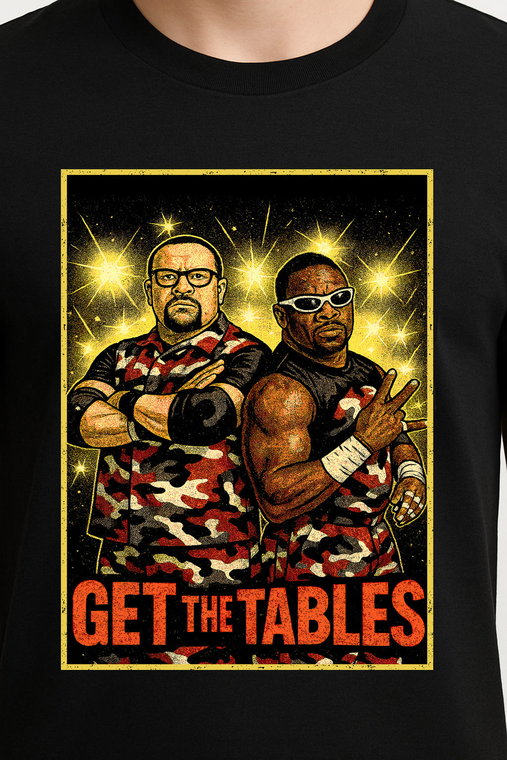 Dudley Boyz T-Shirt Get The Tables Wrestling WWF ECW Retro Unisex Black Graphic Tee