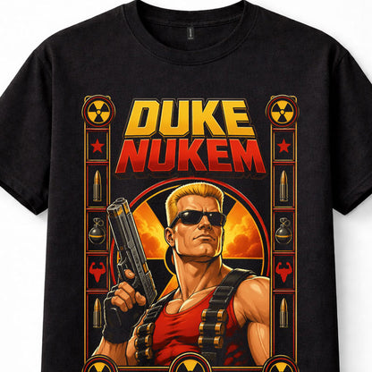 Duke Nukem Retro Gaming Video Game Character Graphic Black Unisex T-Shirt