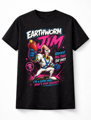 Earthworm Jim Retro Gaming Graphic Tee 90s Cartoon Gamer Unisex T-Shirt