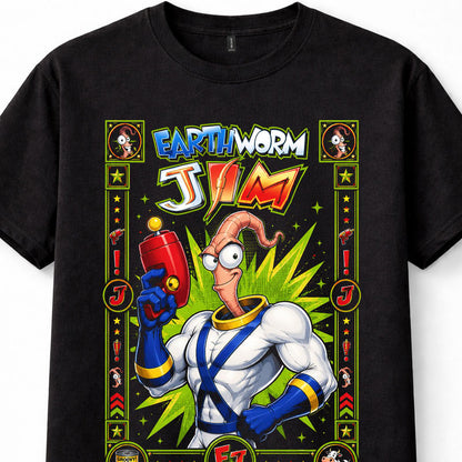 Earthworm Jim Retro Video Game Hero Gaming Graphic Unisex T-Shirt