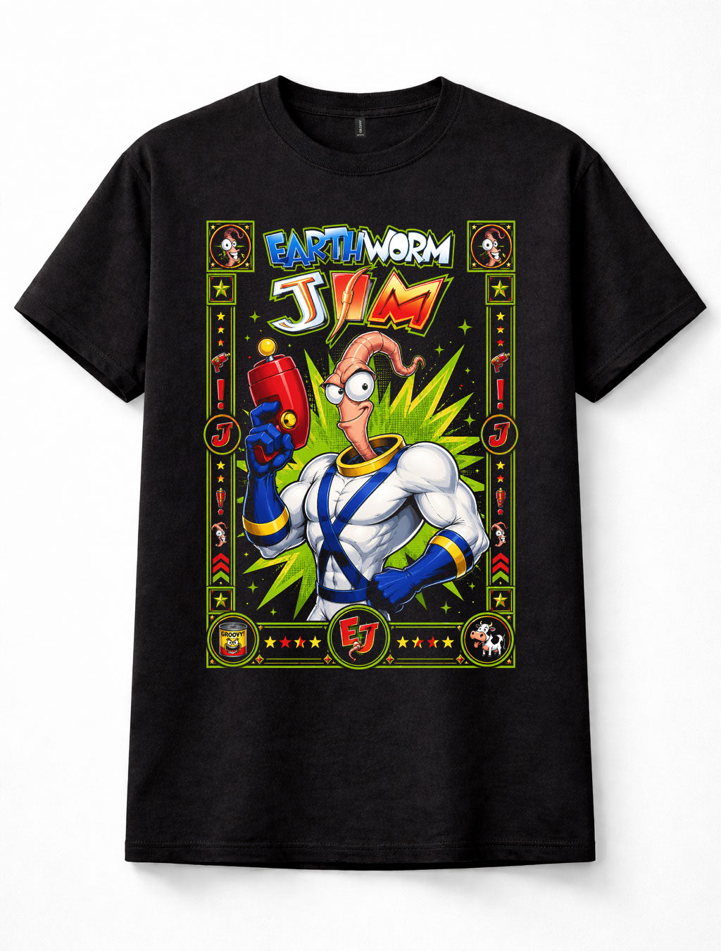 Earthworm Jim Retro Video Game Hero Gaming Graphic Unisex T-Shirt