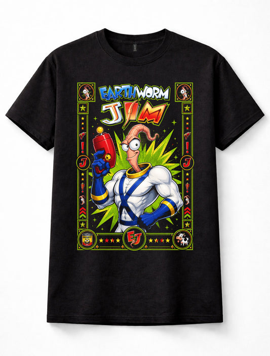 Earthworm Jim Retro Video Game Hero Gaming Graphic Unisex T-Shirt