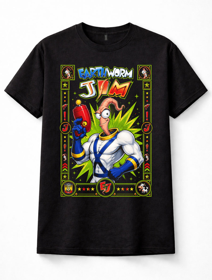 Earthworm Jim Retro Video Game Hero Gaming Graphic Unisex T-Shirt