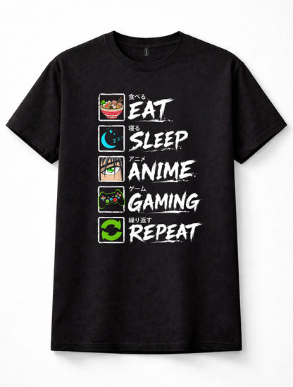 Eat Sleep Anime Gaming Repeat Otaku Gamer Japan Unisex T-Shirt