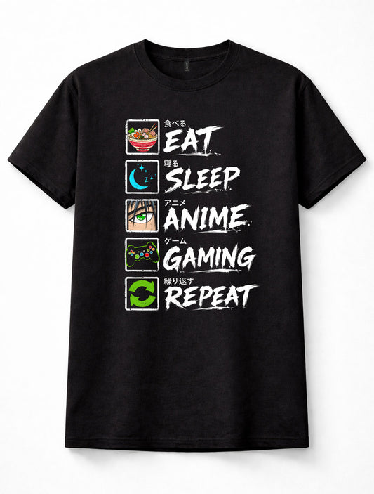 Eat Sleep Anime Gaming Repeat Otaku Gamer Japan Unisex T-Shirt